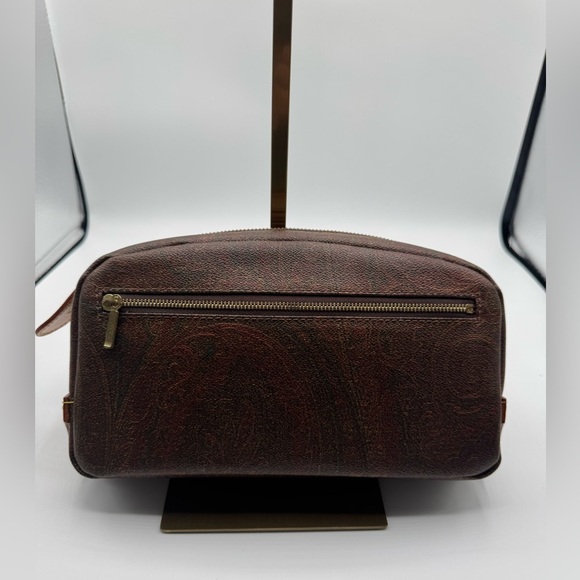 ETRO Milano Paisley Elegant Brown Leather Toiletry / Make Up Bag - Picture 3 of 15